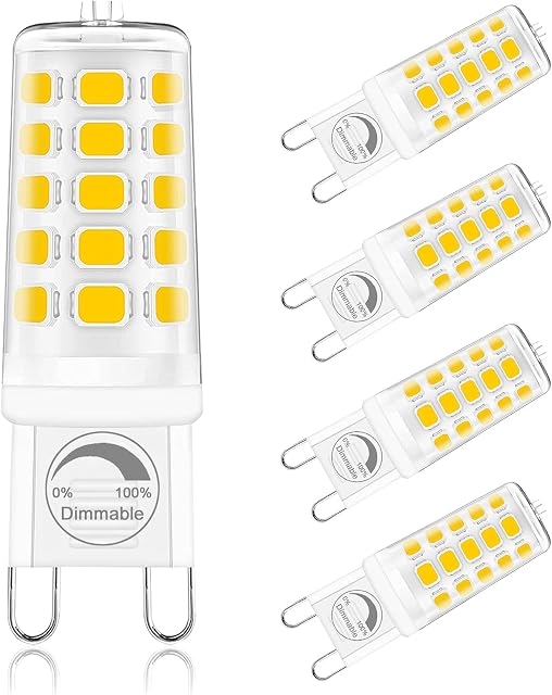 ONSTUY G9 LED Bulbs,Dimmable G9 LED Bulb Warm White 3000K,4W Energy Saving G9 LED Light Bulb(Equivalent to 40W Halogen Bulb),400Lm,AC 220-240V,360° Beam Angle,Non-Flicker,5 Pack