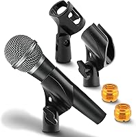 Vista 2 de Soporte universal de clip de micrófono de 3 piezas, soporte de micrófono ajustable para soporte con 2 piezas de adaptador de tornillo macho de 5/8