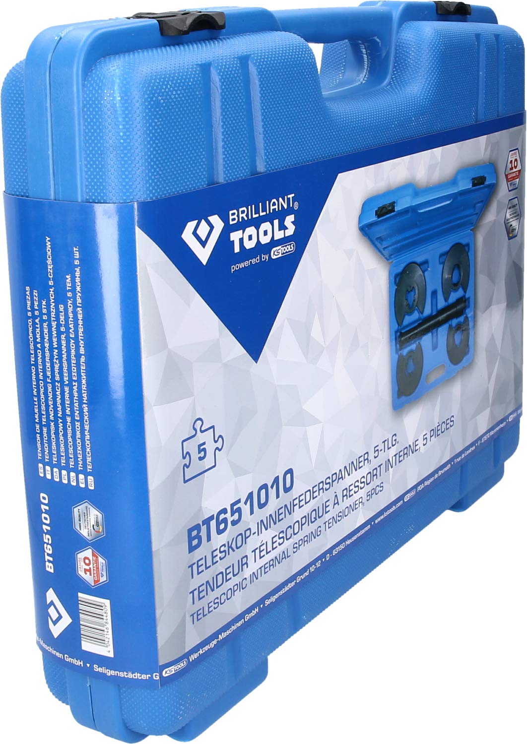 BRILLIANT TOOLS BT651010 Juego de tensor telescópico de muelles interiores, 5 pzs [Powered by KS TOOLS]