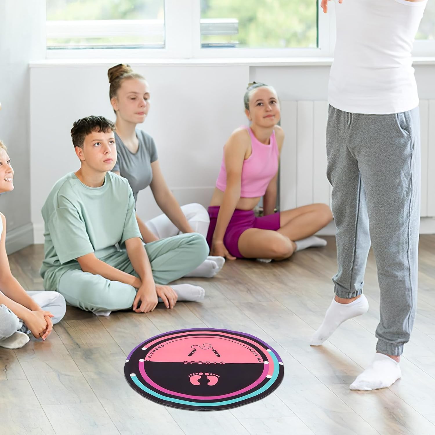 Multi-function Skipping Mat 60cm round Soundproofing Exercise Pad Portable Non-slip Quiet Workout Mat for Indoor Jump Rope Fitness Training