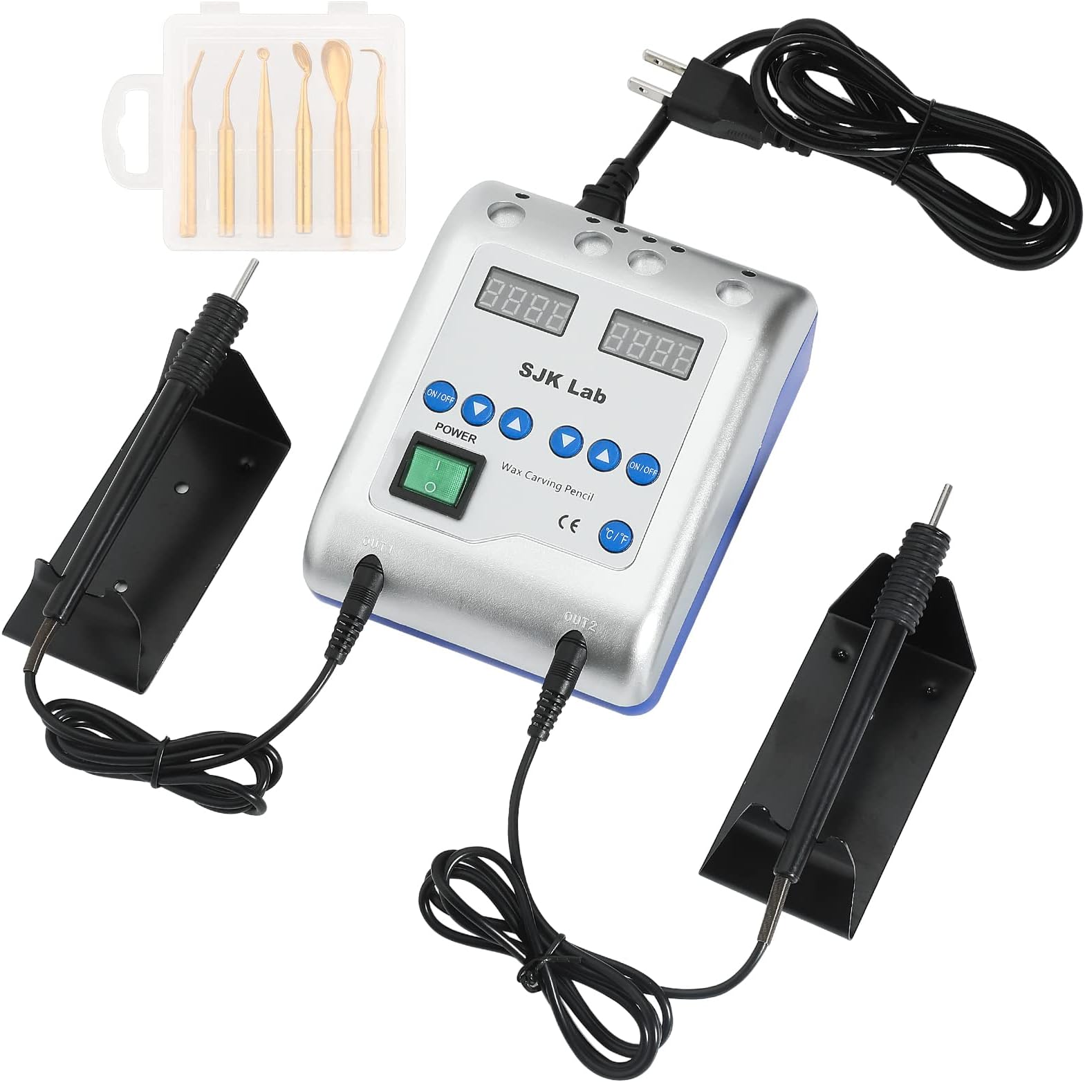 ANNWAH Electric Wax Carver - Carving Machine with Double Pens & 6 Wax Tip for Lab Jewelry Work Handheld Instrument
