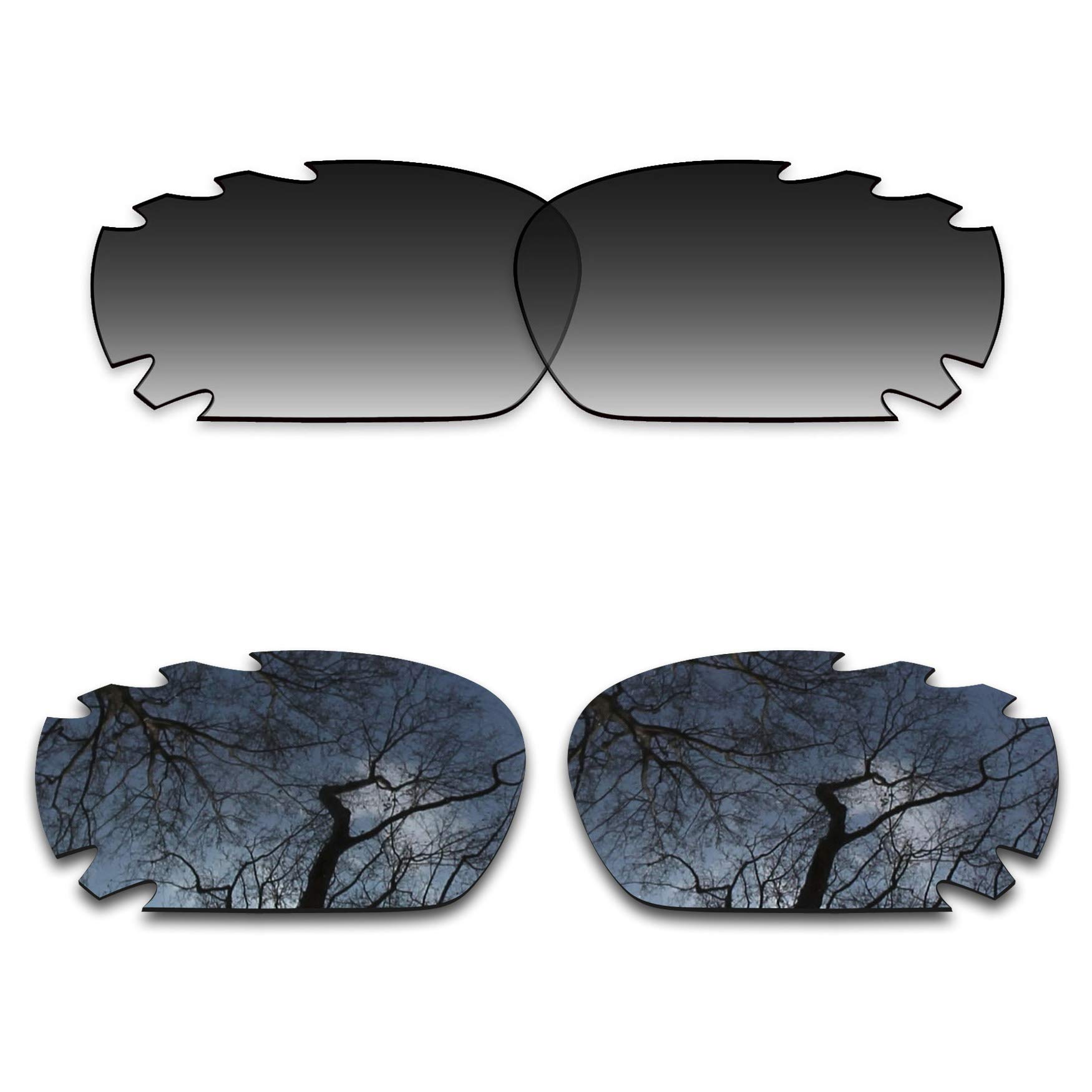 ToughAsNails 2 Pair Polarized Lens Replacement for Oakley Jawbone Vented Black&Grey Gradient