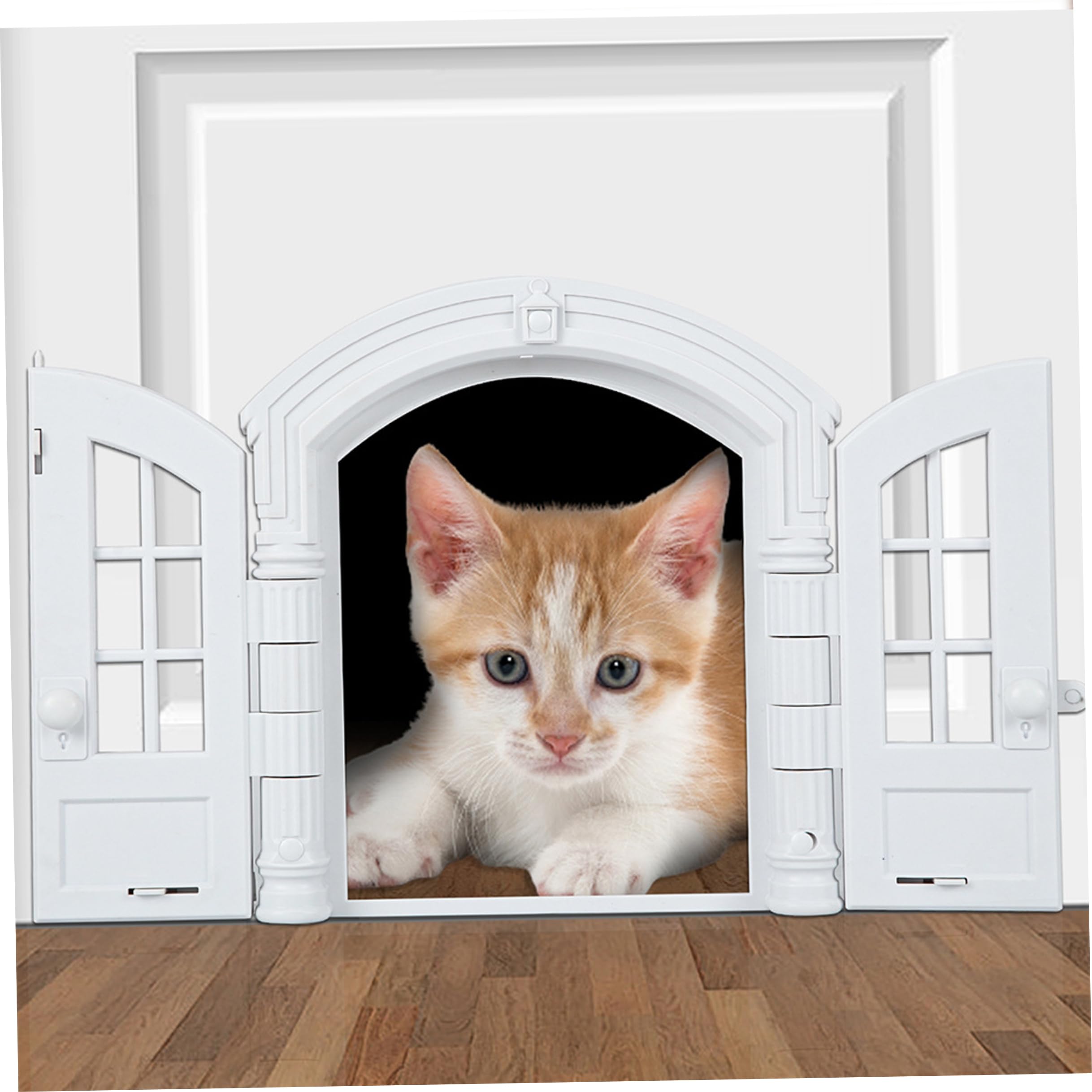Porte intérieure pour chat, porte intérieure pour chat sans rabat pour chats et petits chiens, portes sécurisées et verrouillables pour animaux de compagnie, blanc, 9, 45 × 10, 83 × 2, 83 pouces, fou