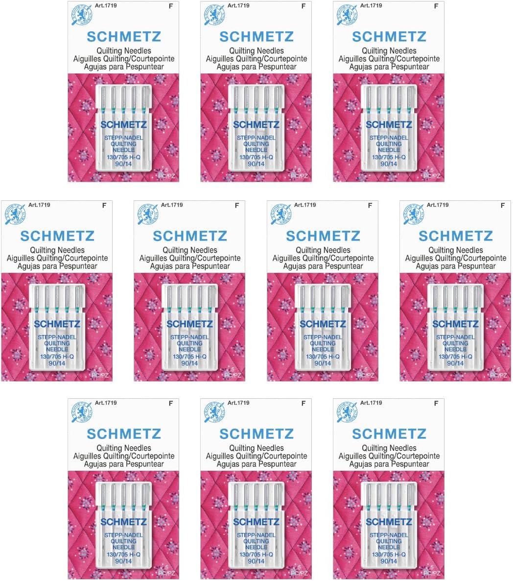 SCHMETZ Quilting Needles - Size 90/14, 5-Needle Cards, Pack of 10