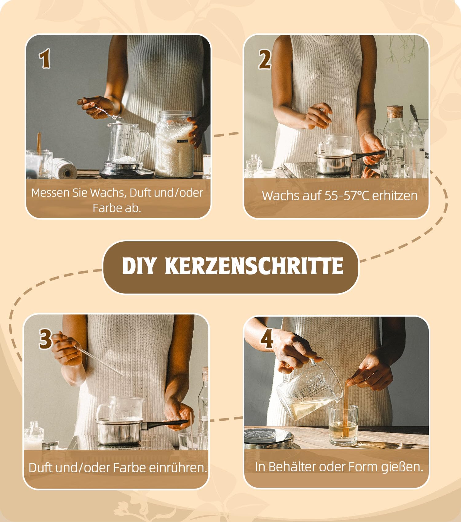 BOYUJK Sojawachs flocken für Kerzen 5KG, Premium Natürlich Kerzenwachs, 100% Sojawachs für die Kerzenherstellung aus biologischem Anbau, ohne Zusatzstoffe, Harmlos und Rein