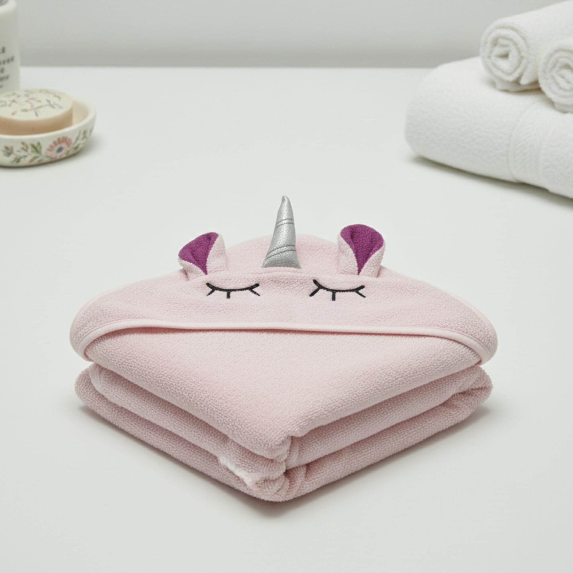 EVERSOFT FABRICS Organic Baby Towel for Newborn 100% Turkish Organic Cotton 280g 80x80 Hooded Towel, Oeko-Tex 100 Certified - Image 2