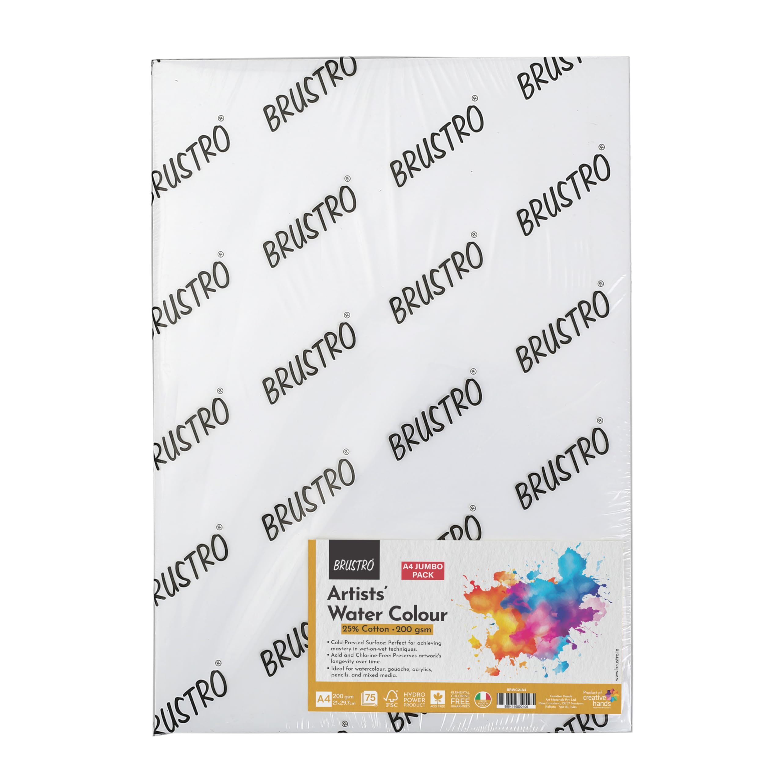 Brustro Artists Watercolour 25% Cotton 200gsm Cold Pressed Jumbo - A4 (75 Sheets) (B07SM9RKWK) Amazon Price History, Amazon Price Tracker