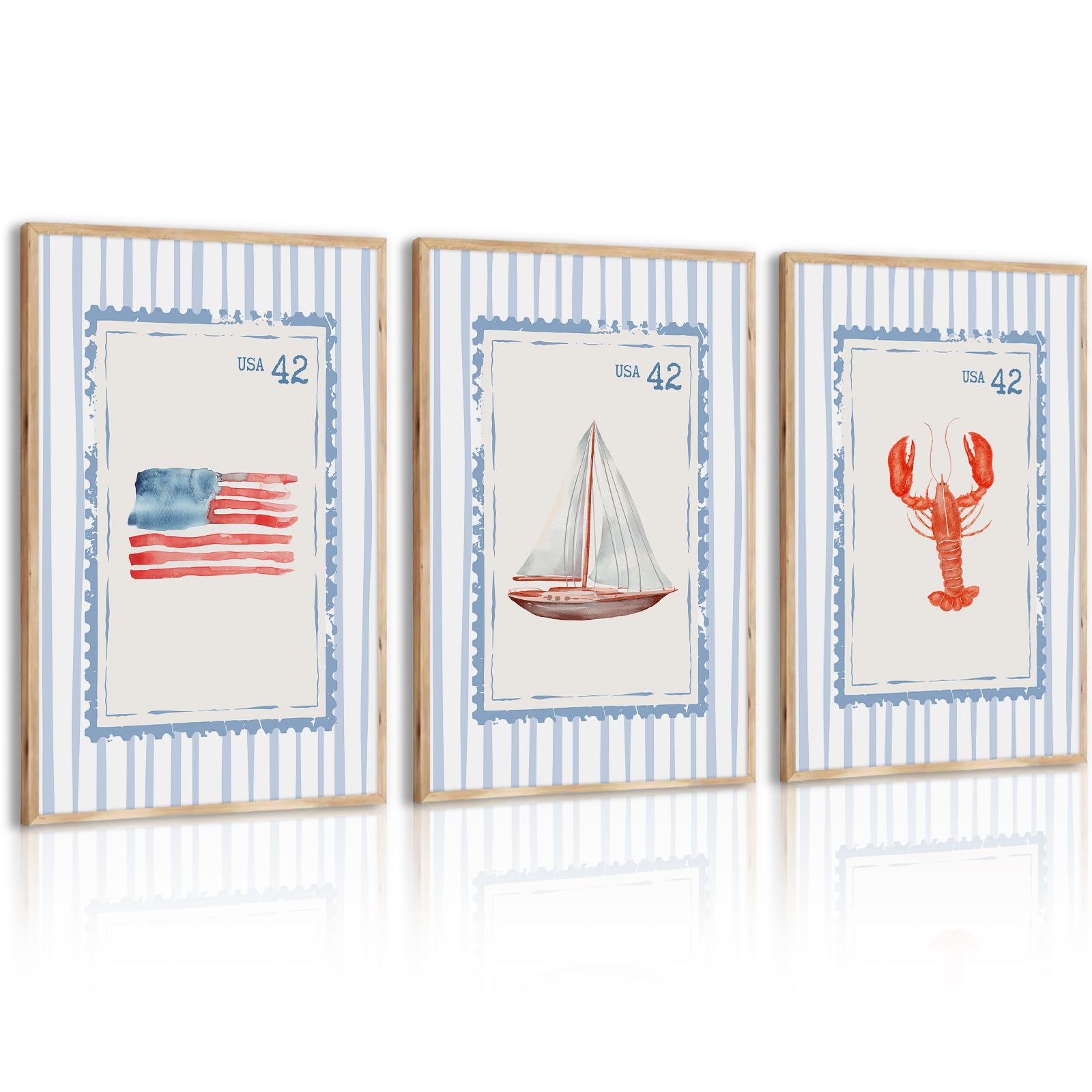 Blue Beach Stamp Canvas Prints