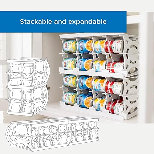Miniatura 4 de Shelf Reliance Cansolidator - 20 latas, organizador de despensa apilable ajustable para latas, organizador de cocina giratorio de almacenamiento de