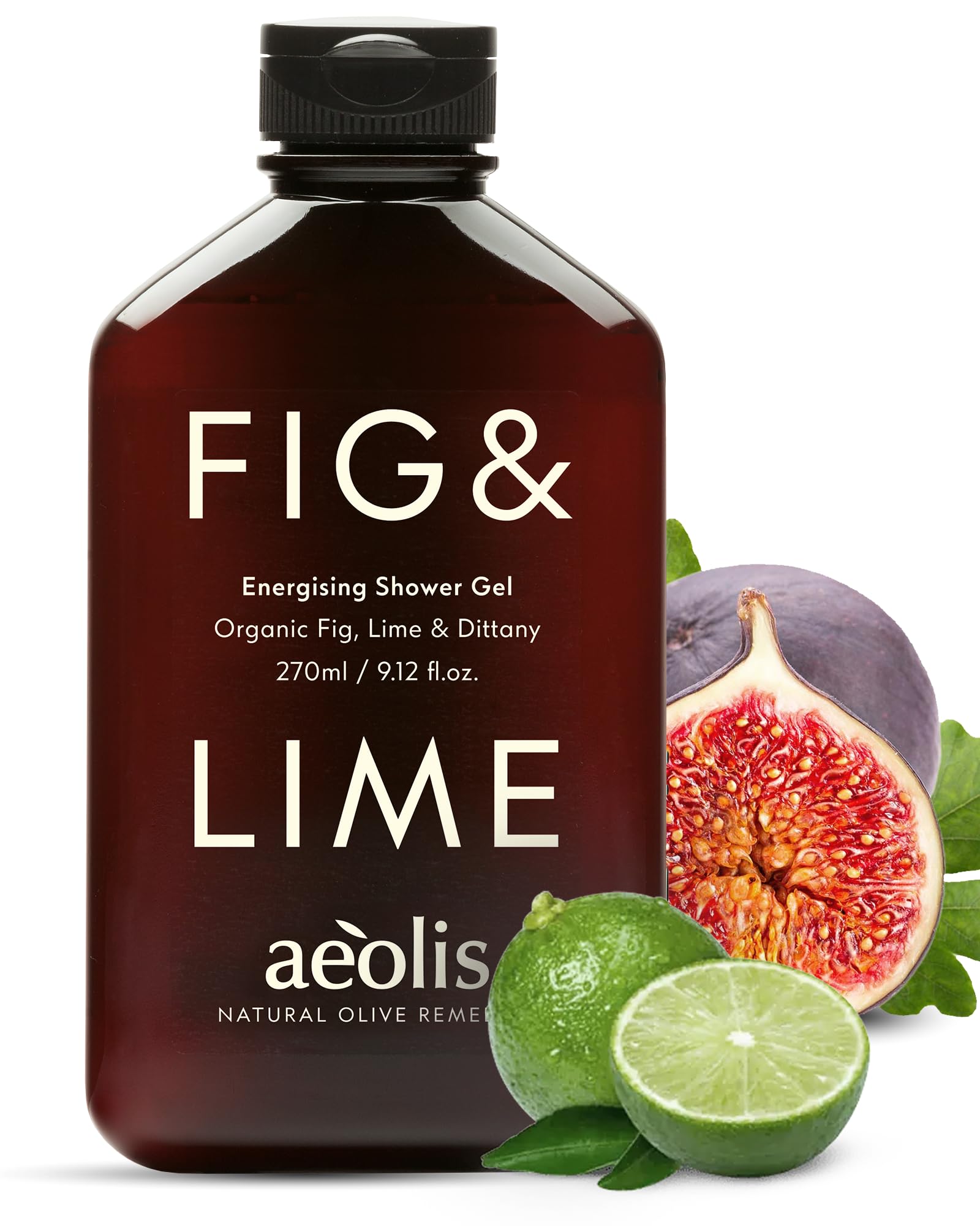 AEOLIS Refreshing Shower Gel with Fig and Lime – Greek Olive Oil Shower Gel for Men & Women – Clean Beauty Body Cleanser – Natural Skincare from Greece – Invigorating Body Care 9.12 Fl Oz