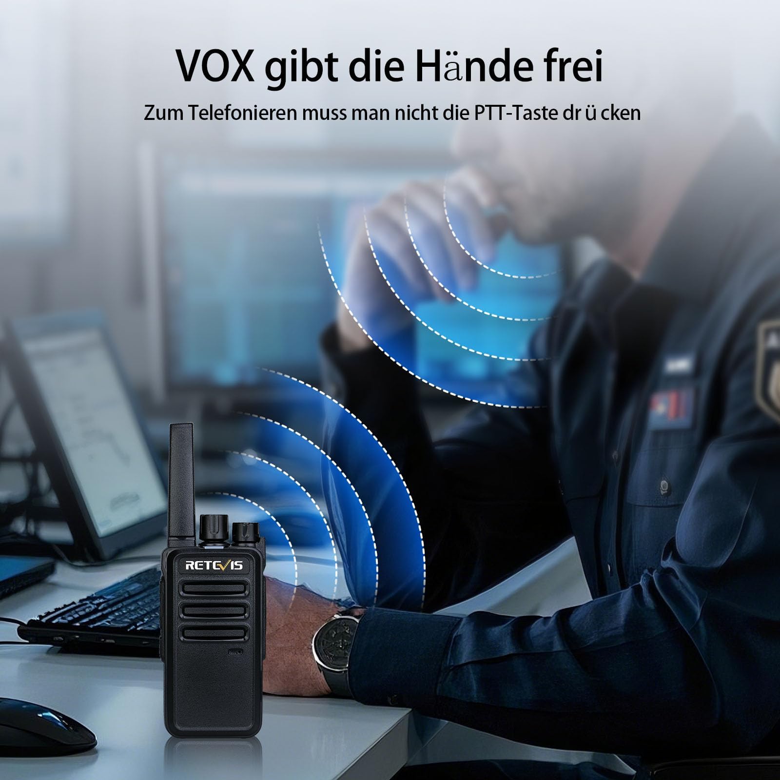 Retevis RT668 Talkie Walkie, avec Chargeur 6 Voies, Écouteurs, Talkie-walkie avec oreillette,1200 mAh, VOX, Robuste, Money Walkie pour Fabricant, Entrepôt, Sécurité (Noir, 6 Pièces) - 5
