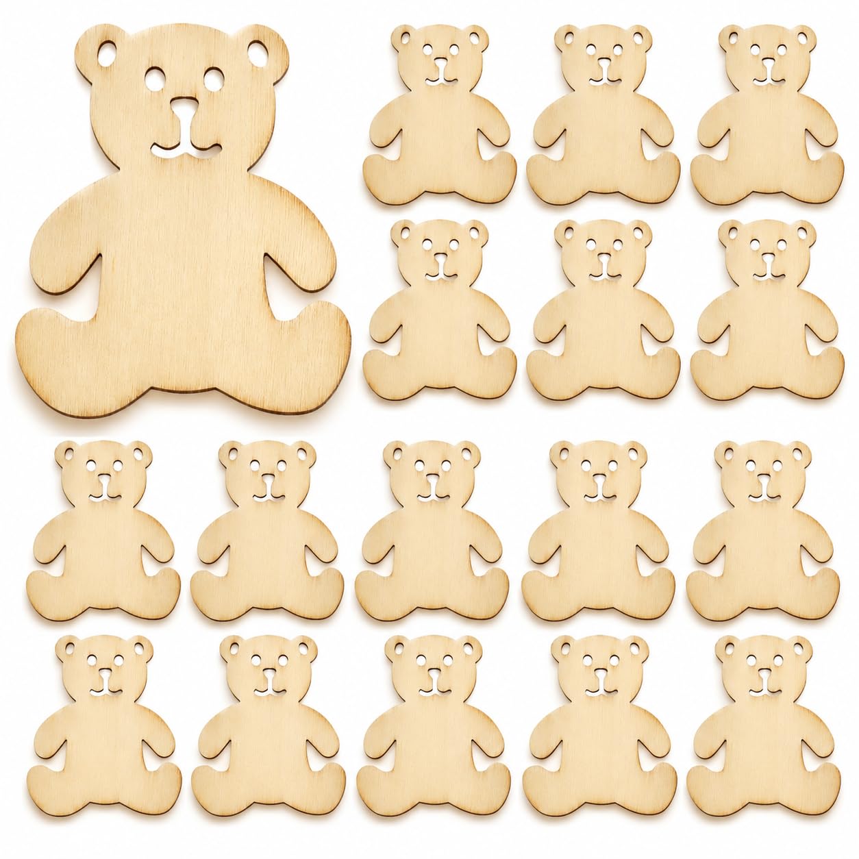 DECHOUS Wooden Decor 40pcs Wood Cutouts Unfinished Hanging Ornaments DIY Tags Chip Slices for Arts Craft Picnic Decorations Bears Party Supplies Crafts Project Wedding Home Photo Album