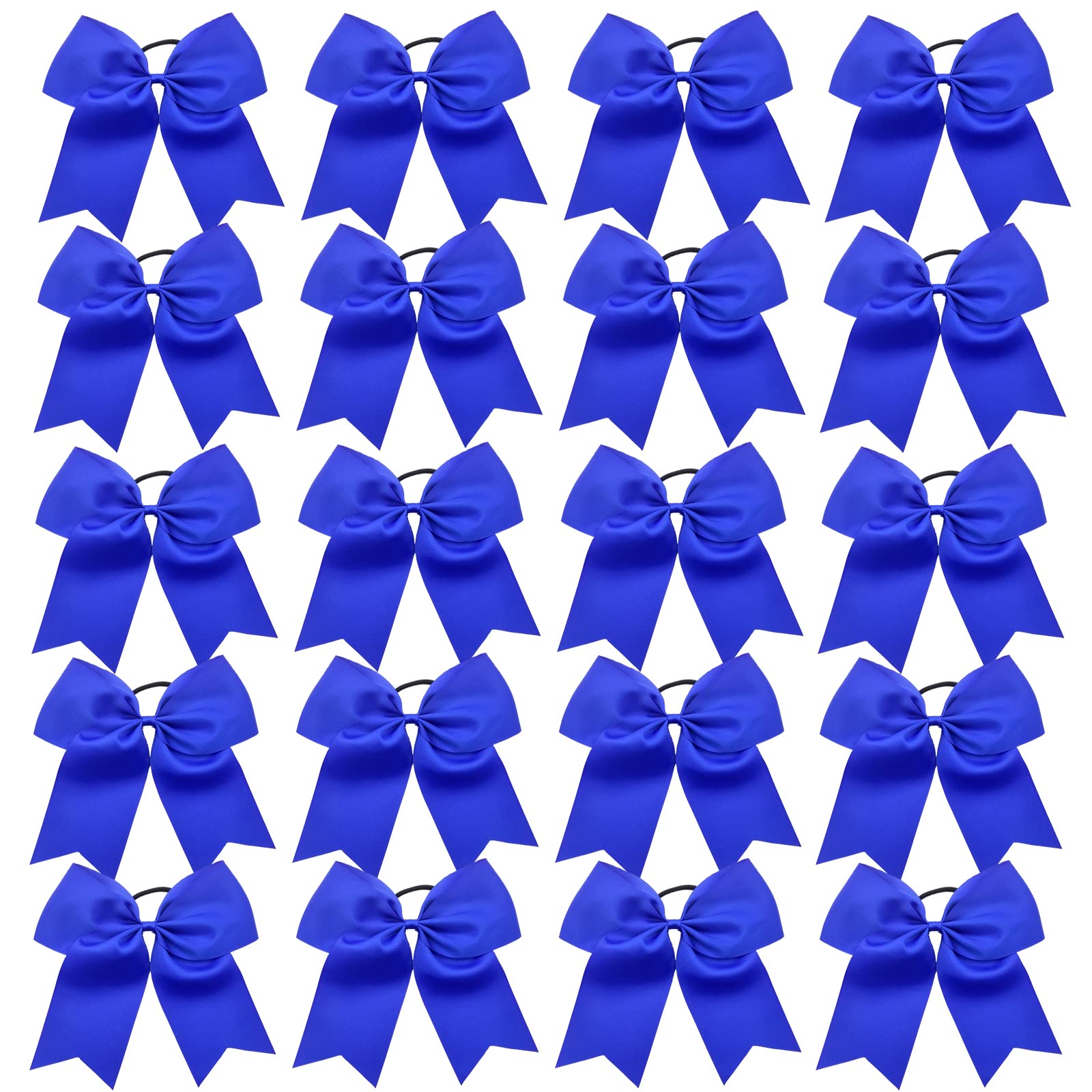 Hipcheer 20pcs 8" Large Blue Cheer Bows for Girls, Hand-made Grosgrain Ribbon Hair Accessories for Teen Girls Softball Cheerleader Sports (Blue)