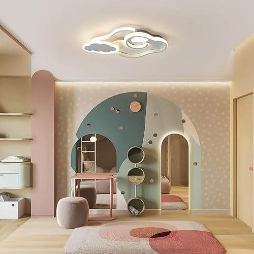 Miniatura 7 de Tioolo Moderna lámpara de techo LED regulable, lámpara de techo de acrílico de montaje empotrado con control remoto creativo de dibujos animados