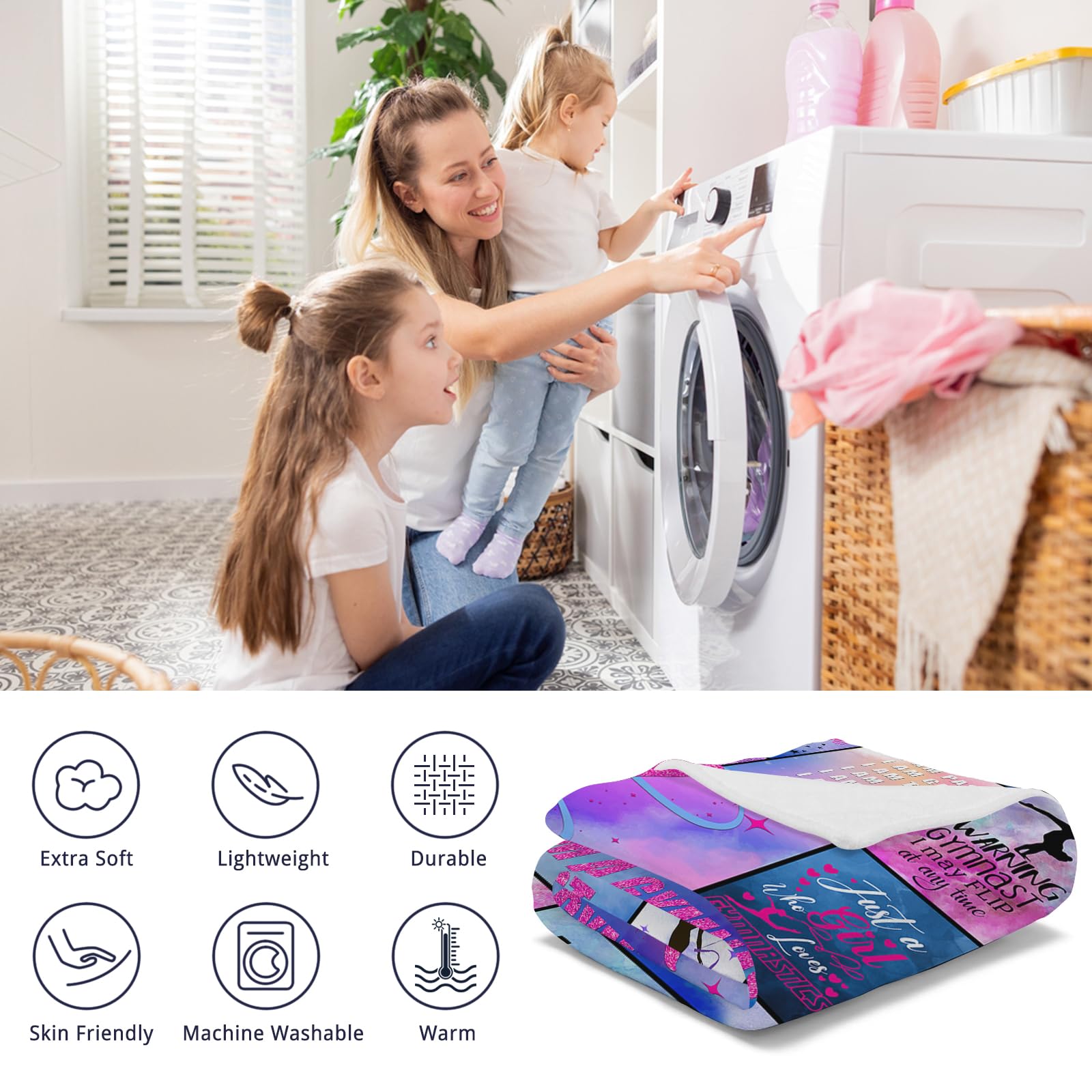 SKT T1 Gymnastikdecke | Weiche Flanell-Decke Mit Turn-Design, 152,4 X ? Cm | Rosa, Kuschelig Für Sofa & Bett