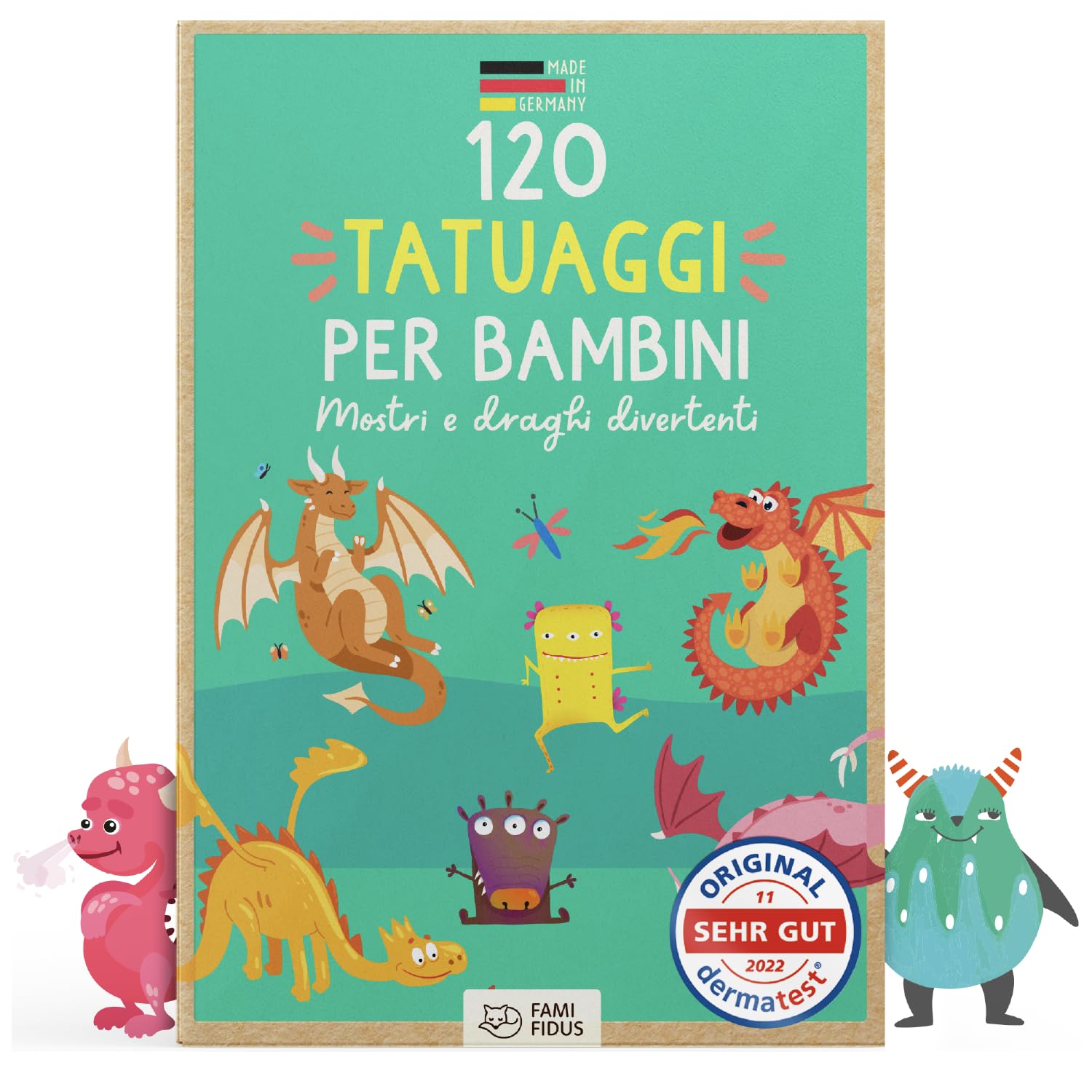 Famifidus 120 Tatuaggi per Bambini | gadget festa compleanno bambini – dermatologicamente OTTIMO e skin-friendly