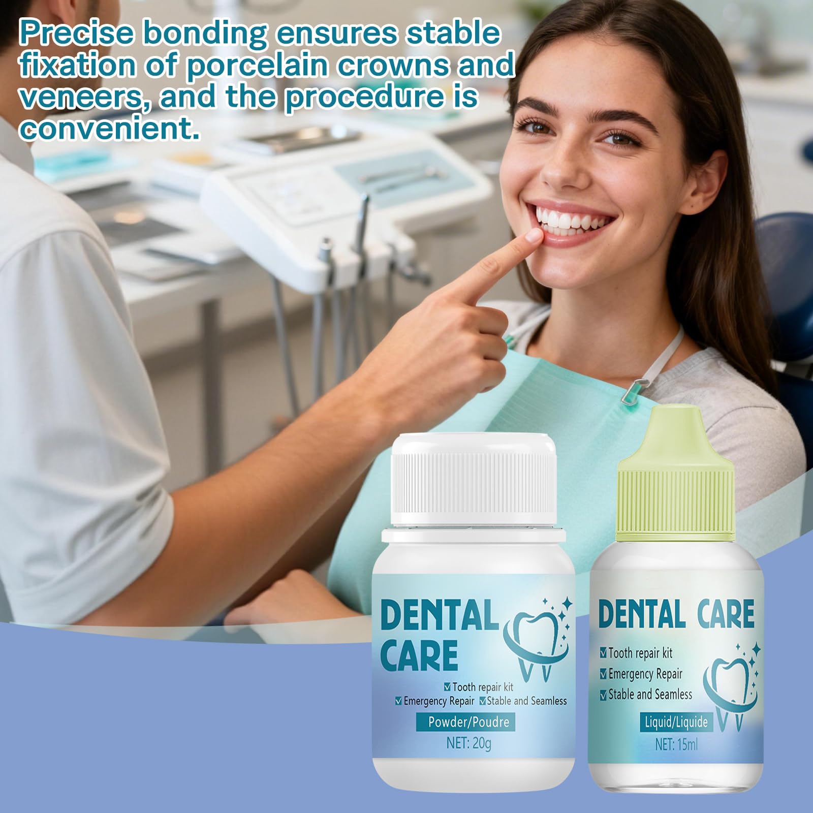 Cemento Dental Kit Reparación Relleno Temporal para Corona Puente Caries