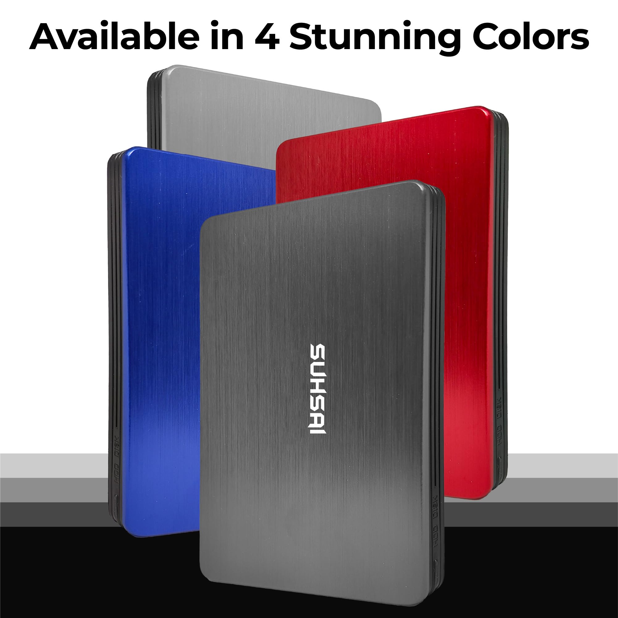 SUHSAI Disco rigido esterno 120 GB USB 3.0 leggero disco rigido per backup e archiviazione dati, disco rigido portatile da gioco, HDD con memoria avanzata per laptop da gioco, PC, Mac, desktop, grigio - 2