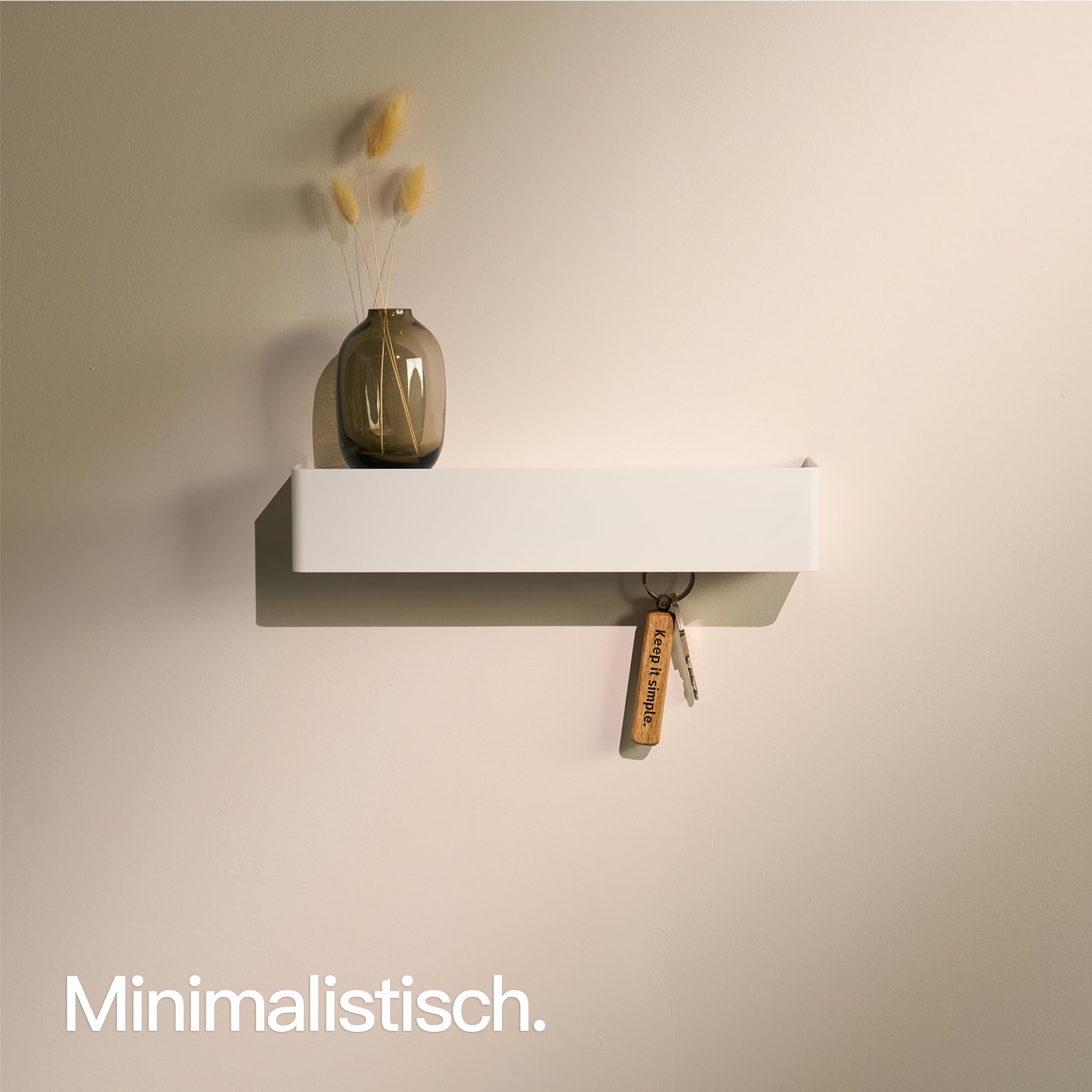 Designfabrik Hamburg Tabliczka na klucze | Nowoczesny schowek na klucze z półką | Metalowy wieszak na klucze ścienny | Minimalistyczny design do przedpokoju i wejścia | Biały