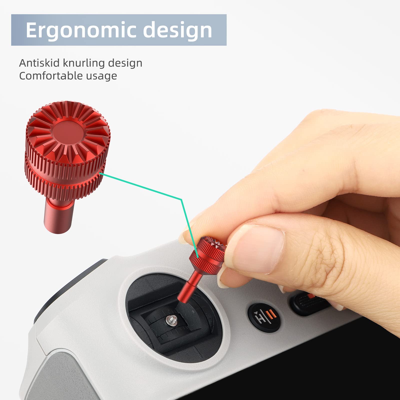 Aluminum Control Stick Thumb Grips For DJI Mini 3 Pro RC Remote Controller - Red, Detachable Joystick Covers - View #7