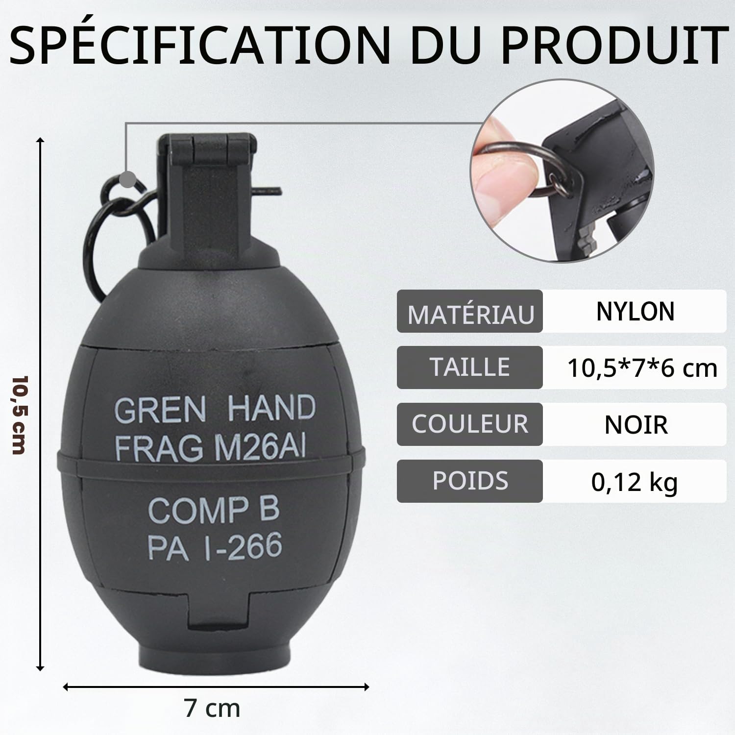 CS Grenade Jouets Tactiques Grenades À Main en Plastique Airsoft Rival Jeu De Bataille Recharge Jouet pour Extérieur CS Jeu Cosplay Accessoires Cadeau 14+ (M26A1-Black)