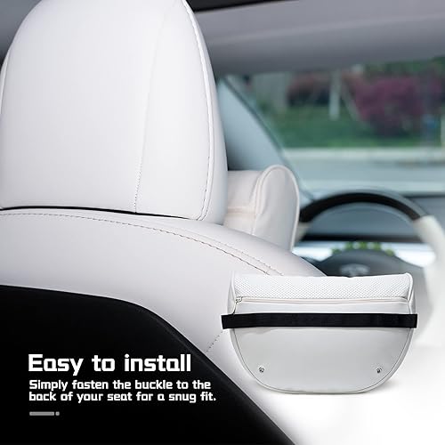 Miniatura 6 de Almohada para reposacabezas para Tesla Model 3 Model Y, almohada cervical Tesla con piel de napa auténtica, almohada suave para aliviar la rigidez,