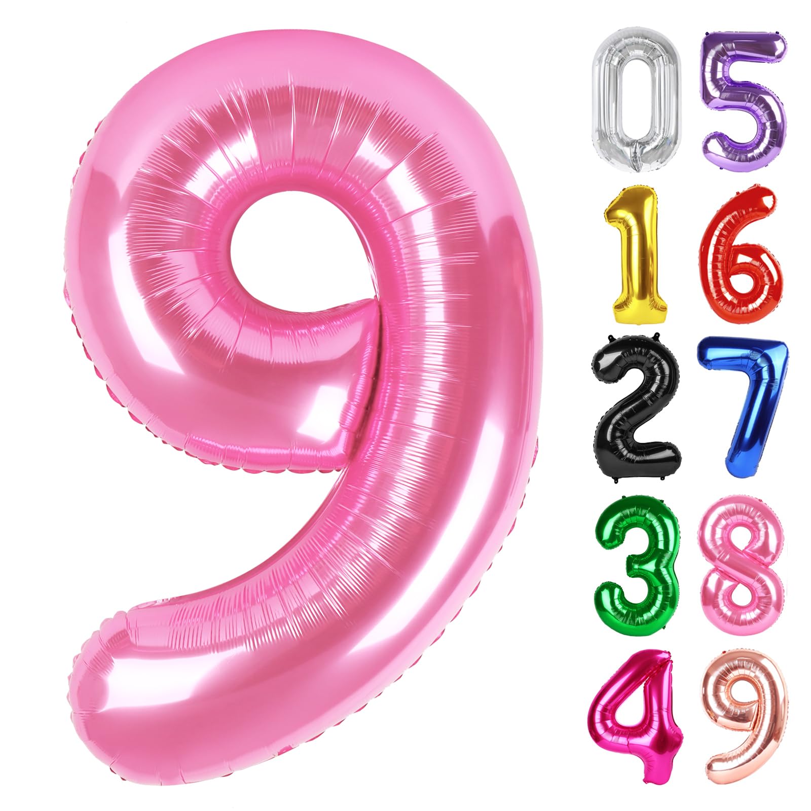 Pink Number 9 Balloon 40 Inch, 9th Birthday Party Decorations Men Women