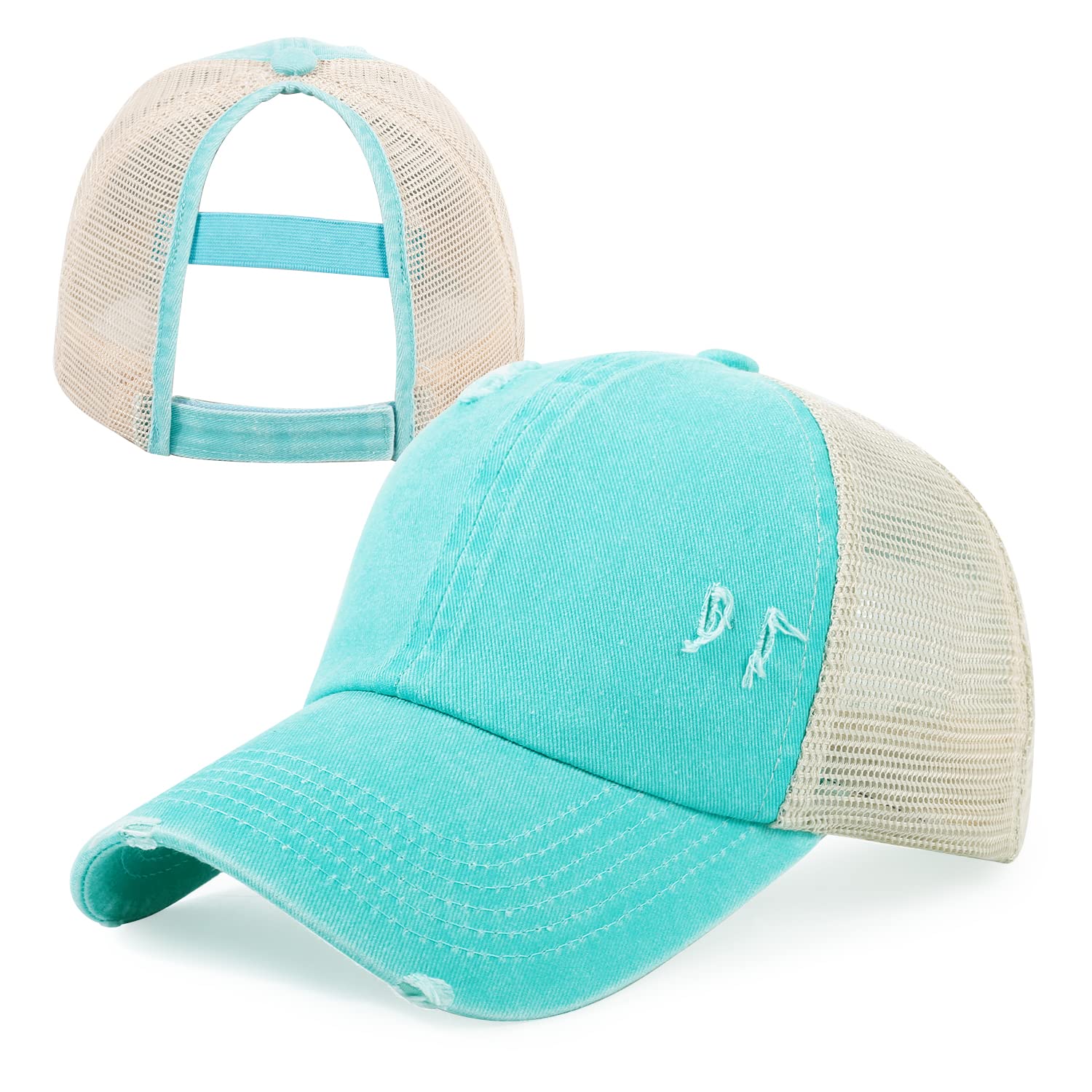 HH HOFNEN Ponytail Hat for Women Washed Distressed Baseball Cap Ponycaps
