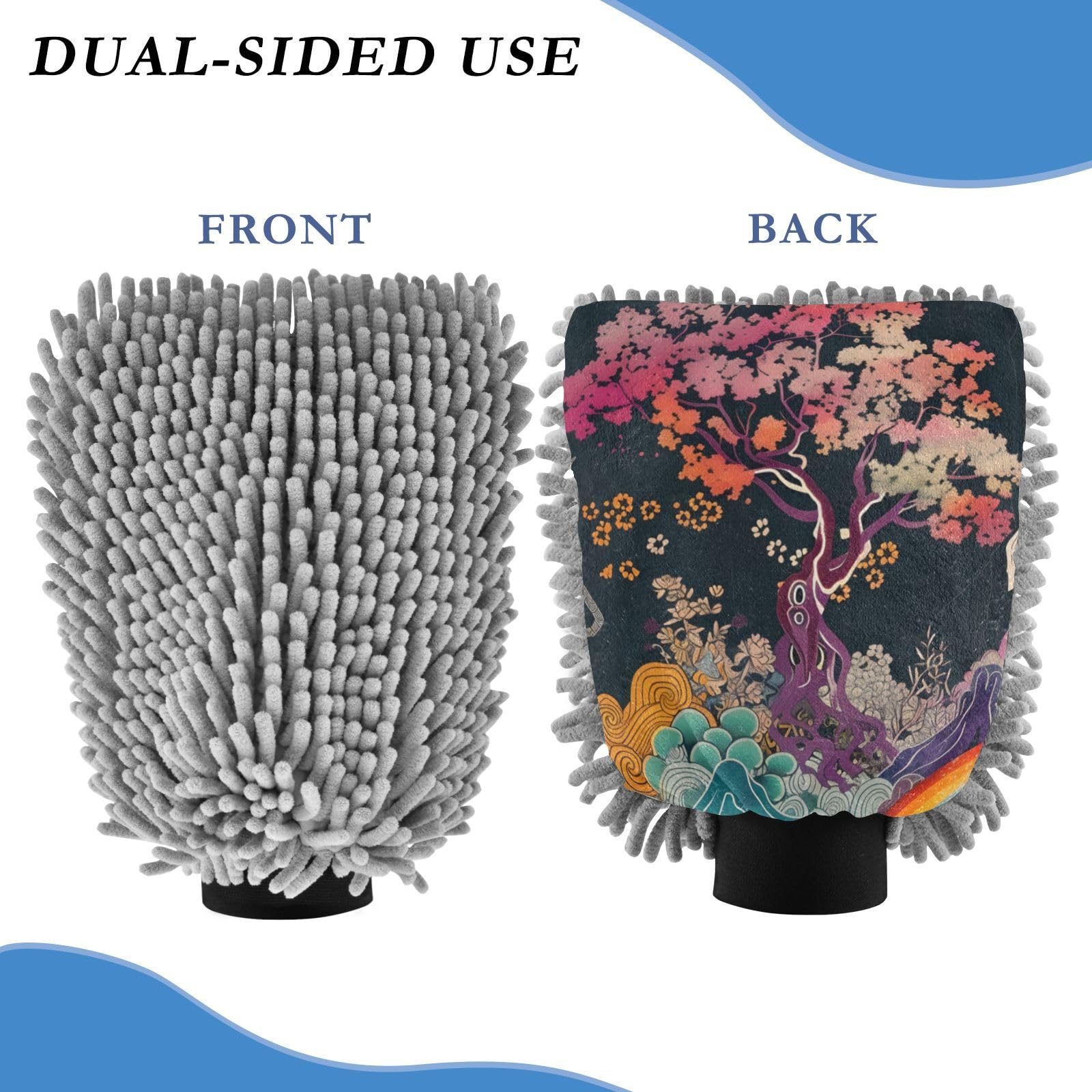 IOACIY Absorbent Microfiber Car Wash Drying Mitts, 2 Pack, Scratch-Free & Lint-Free, Rich Foam, Highly Absorbent, Double Sided, Wash Mitt Perfect for Car Washing, L, Horse (25)