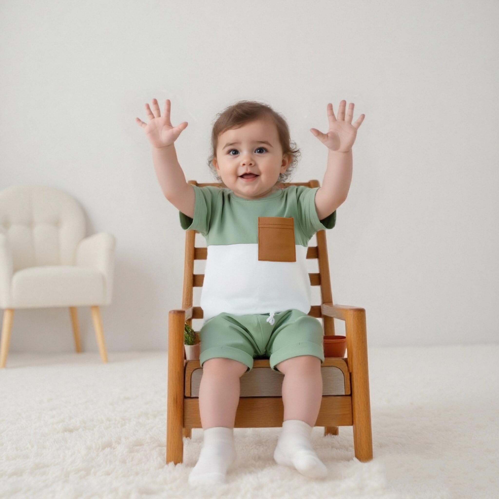 Conjunto de ropa de verano para bebé y niño, camiseta con bloques de color, pantalones cortos, ropa de tablero de ajedrez para niños de 6, 12, 18, 24 meses