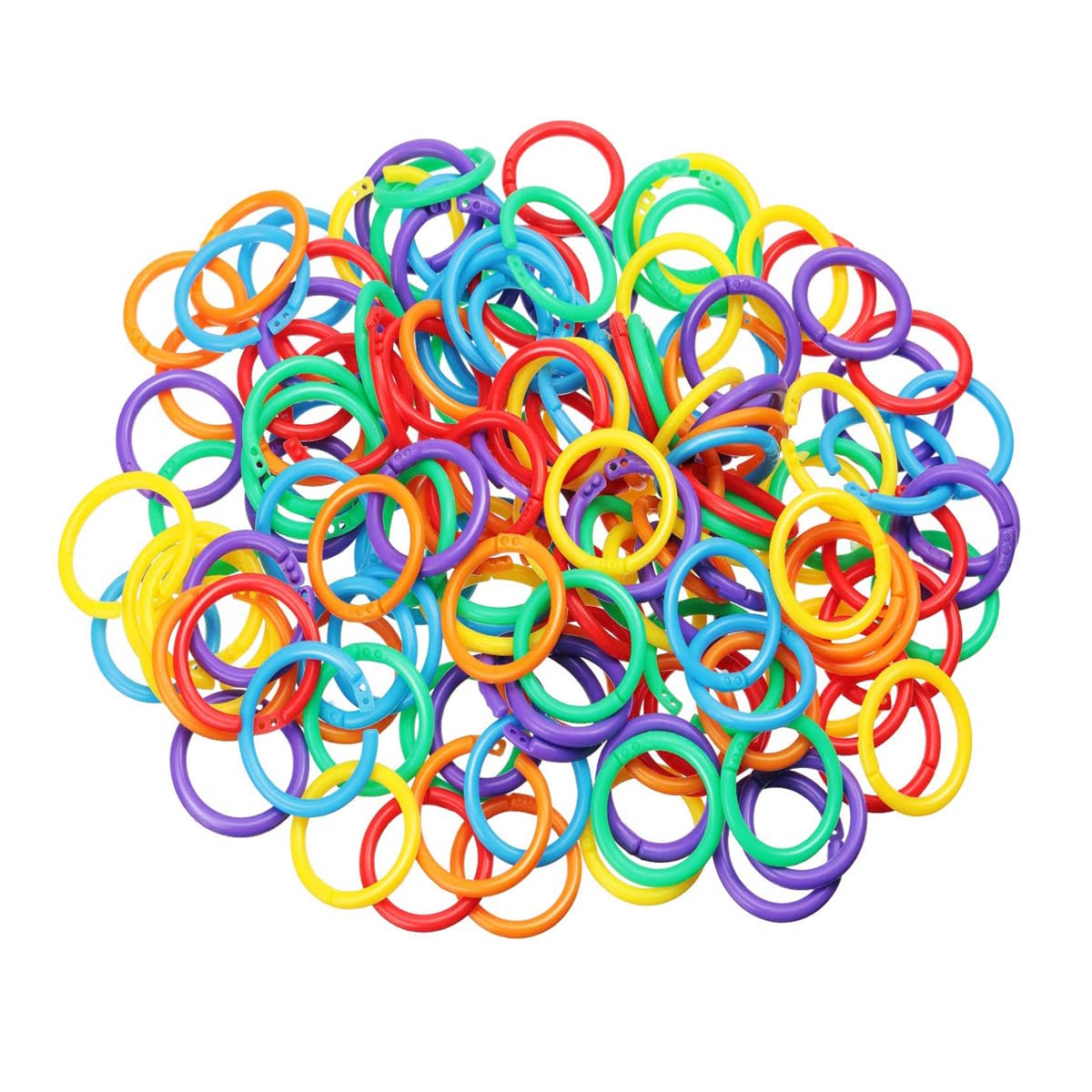 100 Pieces Multi-Color Plastic Loose Leaf Binder Rings Book Rings for Scrapbook, Notebook, Keychain, Cards, Document Stack (Multi-Color,15 mm)