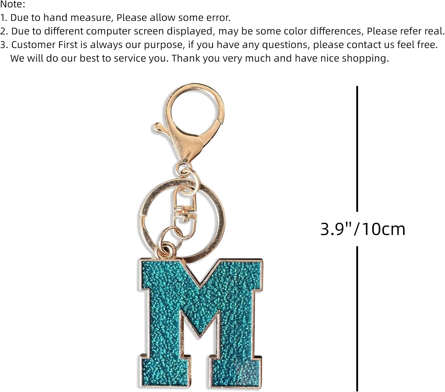 Purple Green Dark Blue Letter A-Z Keychain for Women Men Purse Handbags Metal Alphabet Initial Letter Car Key Ring image 4
