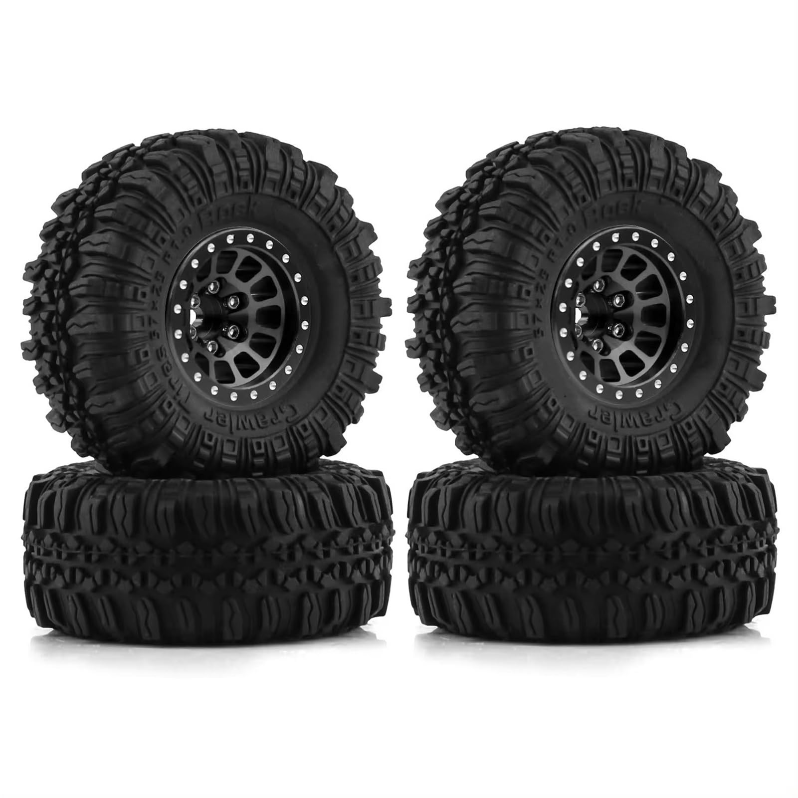 RC Neumático Coche para Axial para SCX24 para TRX4M para FCX24 4 Uds Metal 1,0 Beadlock Llanta De Rueda Juego De Neumáticos De Goma para 1/18 1/24 RC Crawler Piezas De Mejora