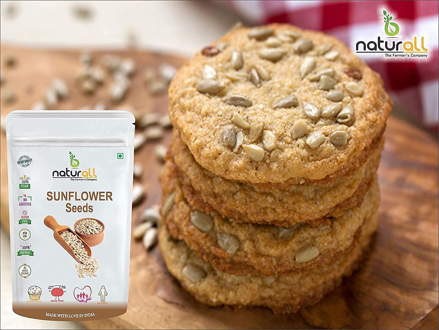 CROV Semillas de girasol crudas | Superalimento rico en vitaminas, proteínas y fibras, 200 GM por B Naturall