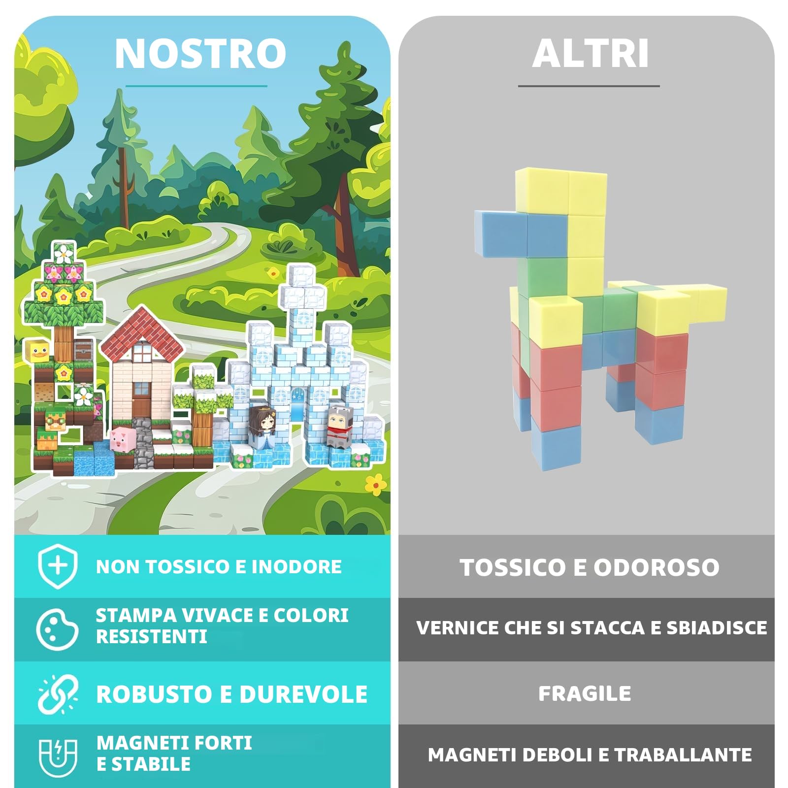 ACELIFE Blocchi magnetici da costruzione 200 pezzi, giocattoli magnetici creativi STEM Magnetic Building Blocks giocattoli regali per bambini ragazzi e ragazze 3 4 5 6 7 8 anni