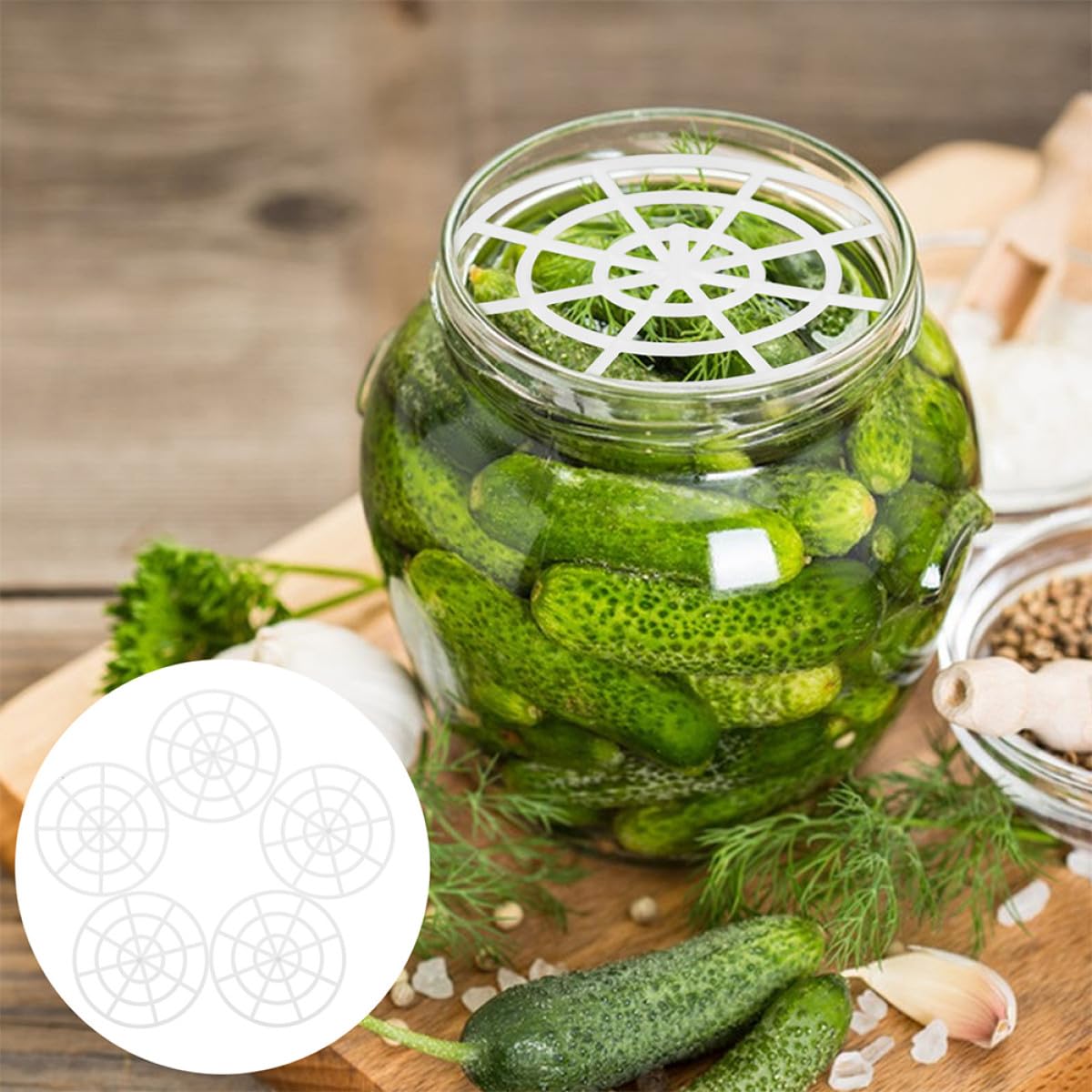 SHINEOFI Pressa per Verdure Bianca 10 Pezzi in Plastica per Fermentazione | Griglia a Pressione Uniforme, Uso Commerciale e Picnic All'aperto, Adatta per Sottaceti e Verdure