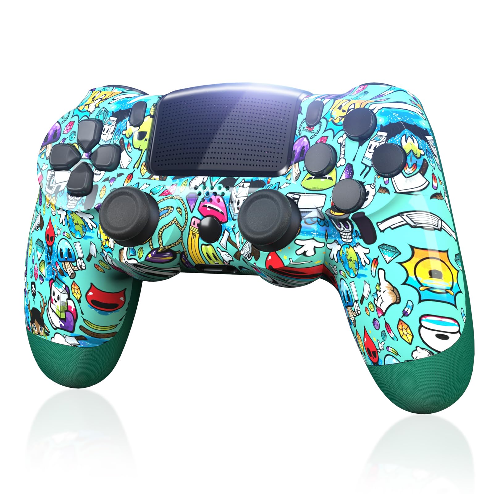 Wieless Play4 Controller, Compatible for Play4/Slim/Pro Console, Replacement for Pa4 Controller, Wireless Gamepad Remote Joypad with Full Funtions, 1000mAh Battery, Sensor Motion, Vibration (Green)