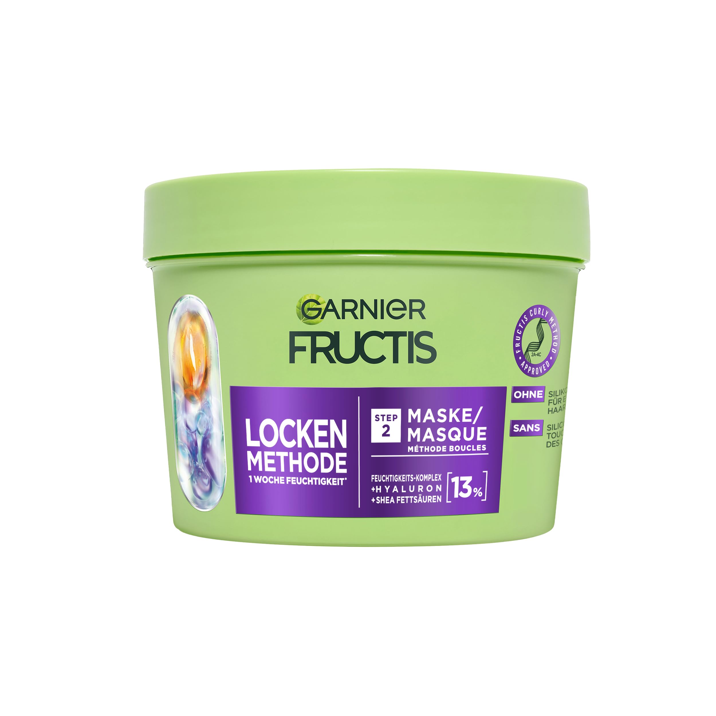 Garnier Masque capillaire hydratant pour tous les types de boucles - Répare et revitalise - Avec acide hyaluronique et acides gras au karité - Vegan - Sans silicone - Méthode de boucles fructiques -