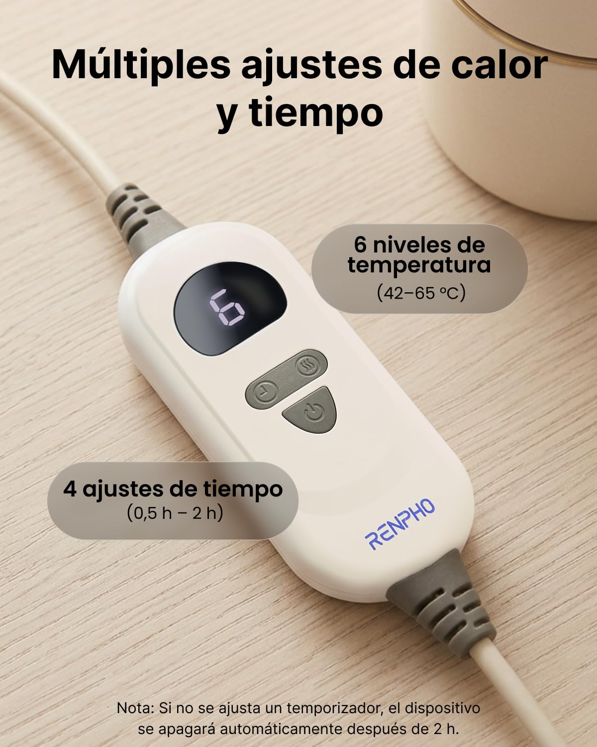 RENPHO Manta Eléctrica Grafeno,Peso,Apagado Auto,Franela Lavable,Regalo