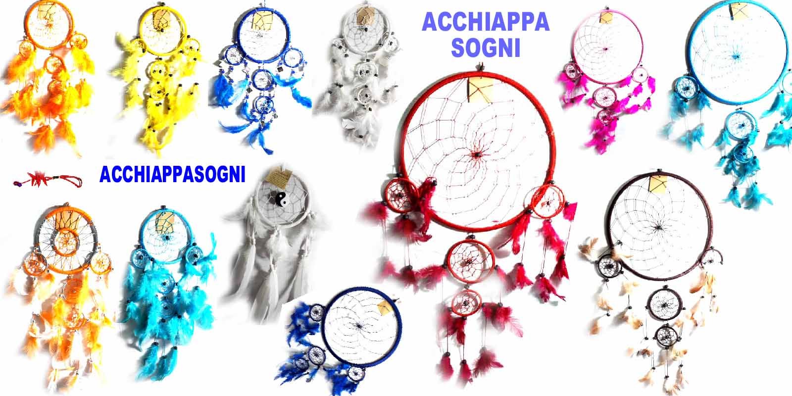 Acchiappa sogni bianco PIUME lungo 40 cm cerchio grande