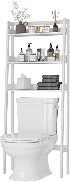 UTEX Over The Toilet Storage Shelf, 3-Tier Bathroom Organizer, White