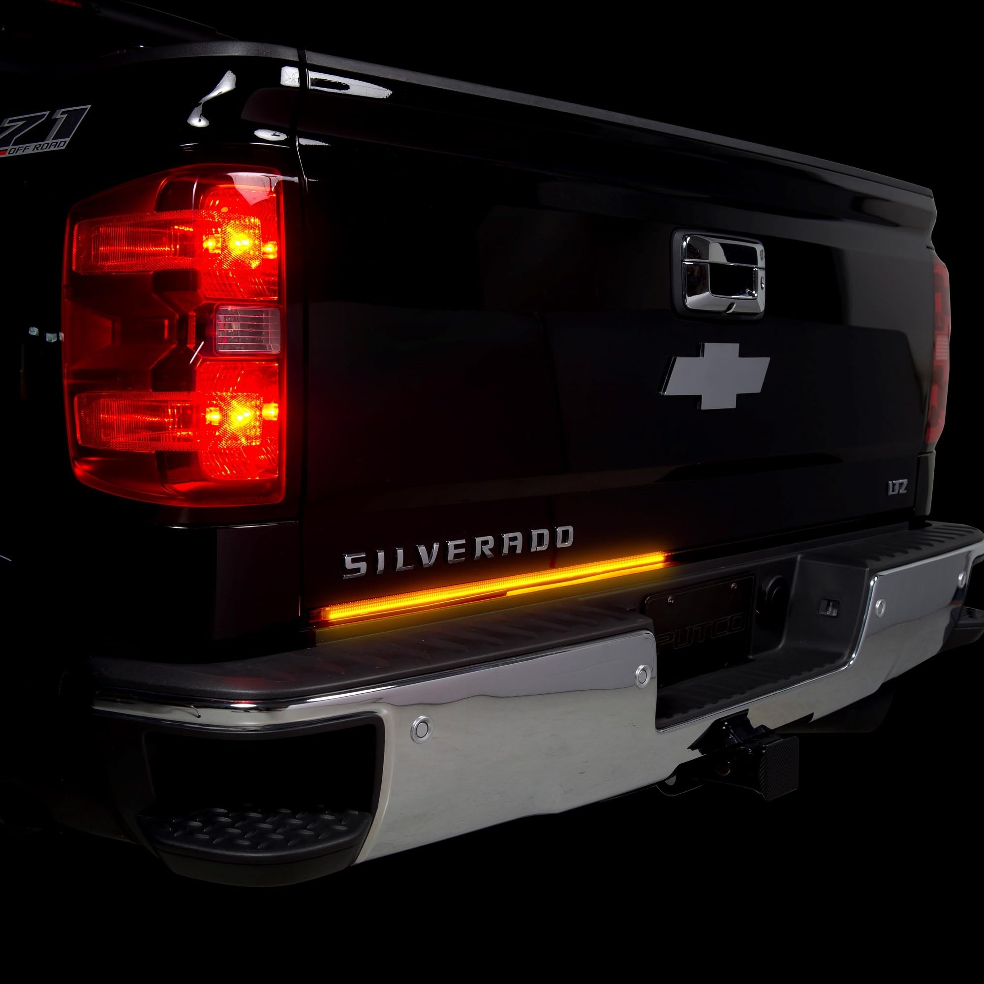 Putco 60" Blade LED Tailgate Light Bar Red/Amber/White LEDs & Plug-N-Play Quick Connect Harness - Fits Chevy Silverado - GMC Sierra 08-26 / Dodge Ram 10-24 / Ford Super Duty F250, F350 99-16
