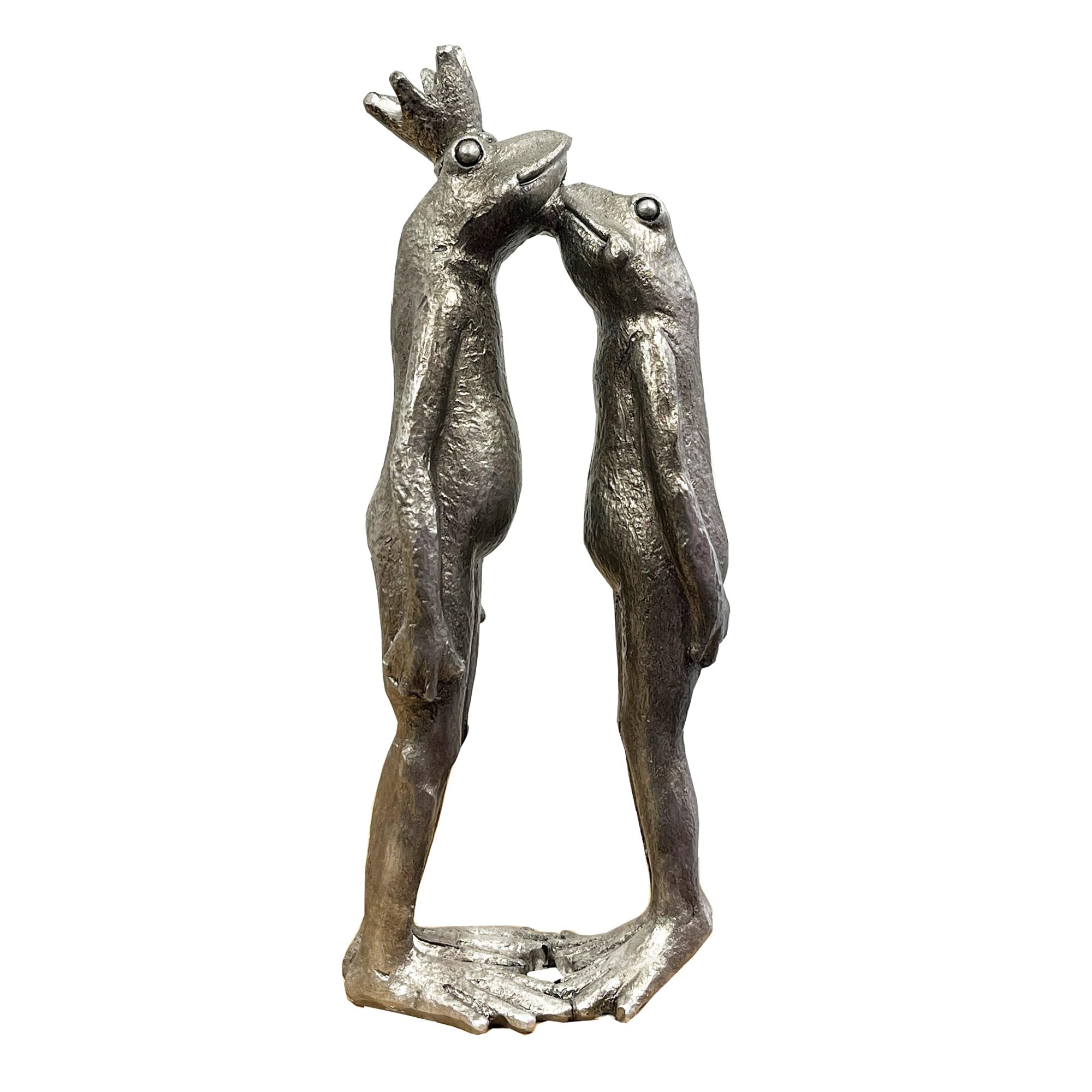 Alfie Francis 21.5cm Tall Silver Resin Distressed Kissing Frogs Ornament for the Home Decor