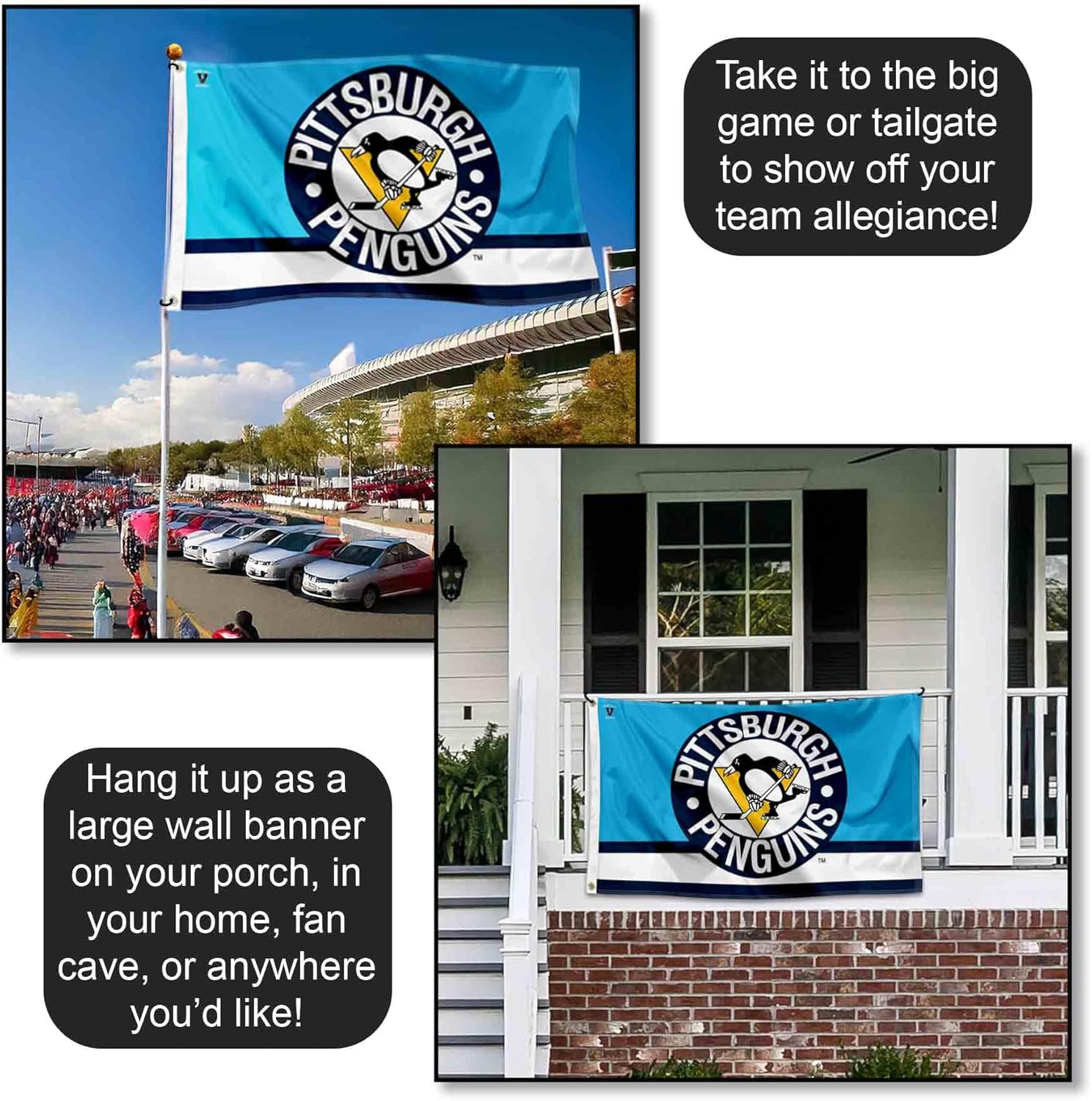Pittsburgh Penguins Vintage Logo Flag and Banner - Image 4