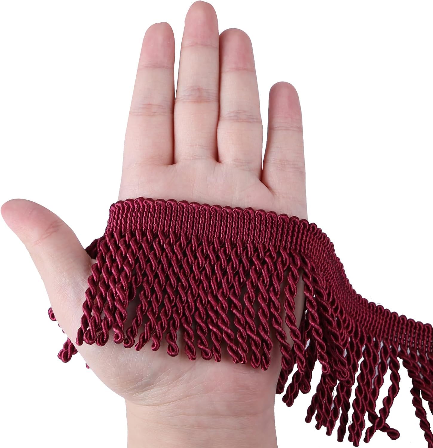 Fenghuangwu Curtain Fringes Bullion Fringe Trim 5/10 Yard x 2.5 Inches Fabric Trims Sewing DIY Decoration for Curtain Sofa Clothes (Wine, 10 Yard)
