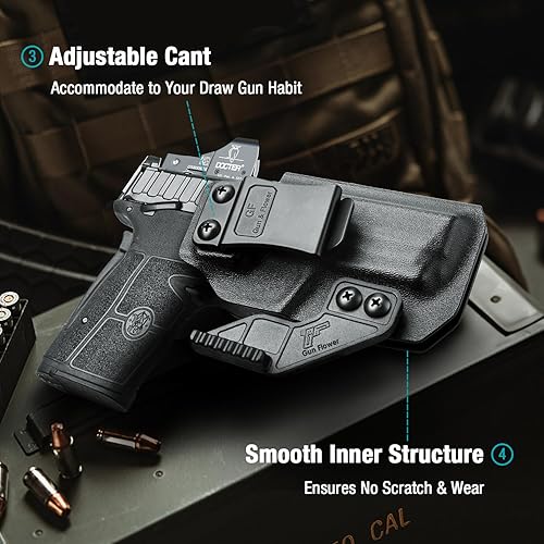 Miniatura 6 de IWB Funda Kydex para ecualizador S&W y M&P 380 Shield EZ - Transporte oculto con pinza y corte óptico - Funda interior de cintura para mano derecha