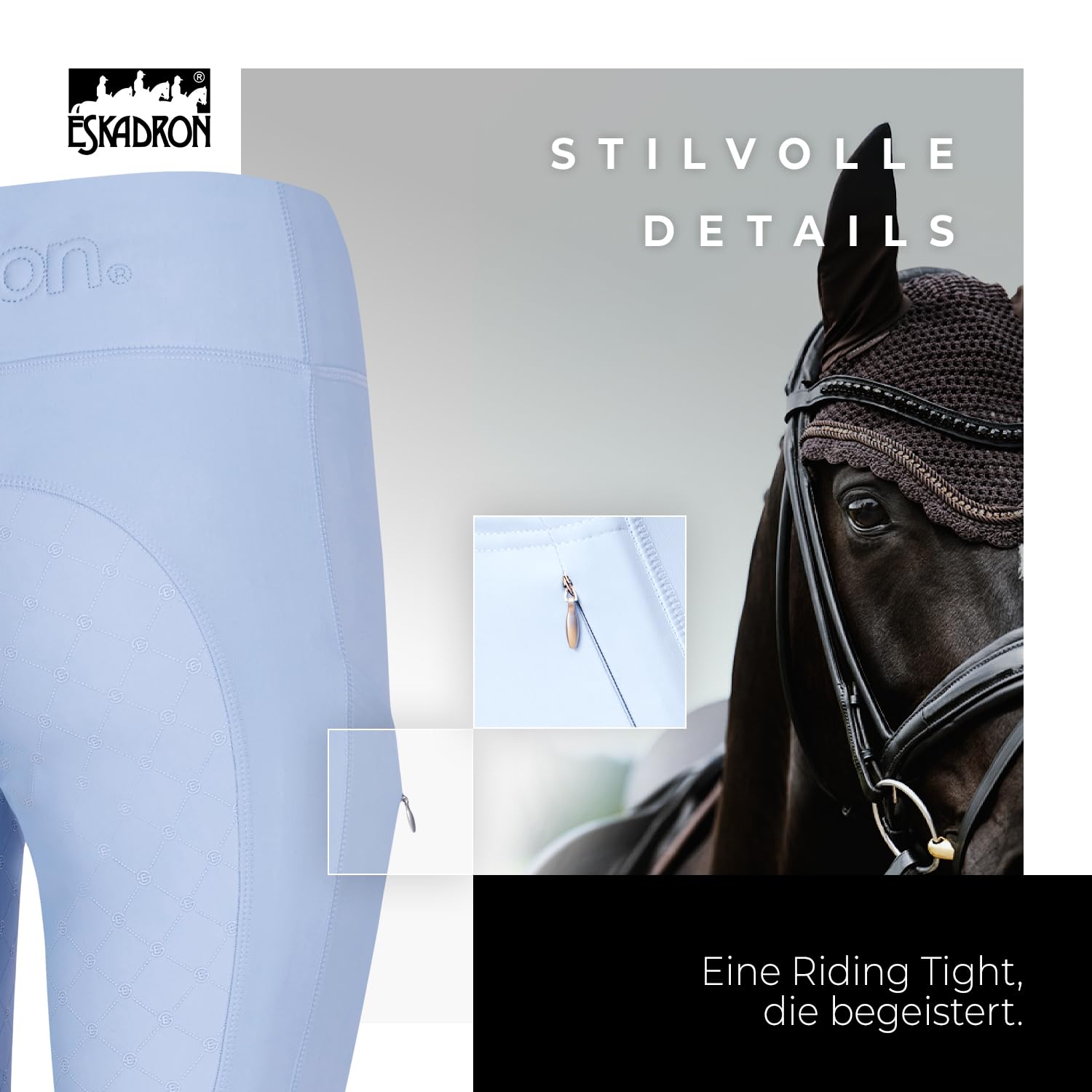 Eskadron Reithose Riding Tight PRO | Reithose Fullgrip | Sommerreithose leicht & atmungsaktiv | Reitleggings mit Handytaschen | Widerstandsfähige Reiterhose