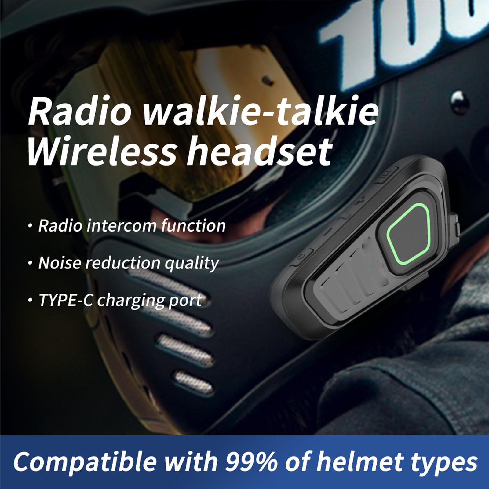 Jectse Interfono Bluetooth per Casco Moto Portata 10 Km Auricolare Bluetooth per Moto con Push to Talk Wireless IP67 Cancellazione Rumore Impermeabile Comunicazione di Squadra