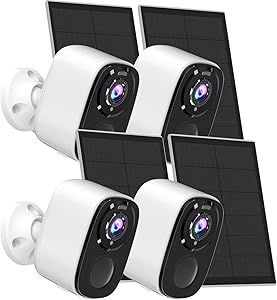 5MP Security Cameras Wireless Outdoor with Solar Panel,AI Detection, QHD 2K(2560X1920P)Color Night Vision Security Camera with 2 Way Audio, Compatible with Alexa, Spotlight & Siren, IP66 -4PACK asin的图片