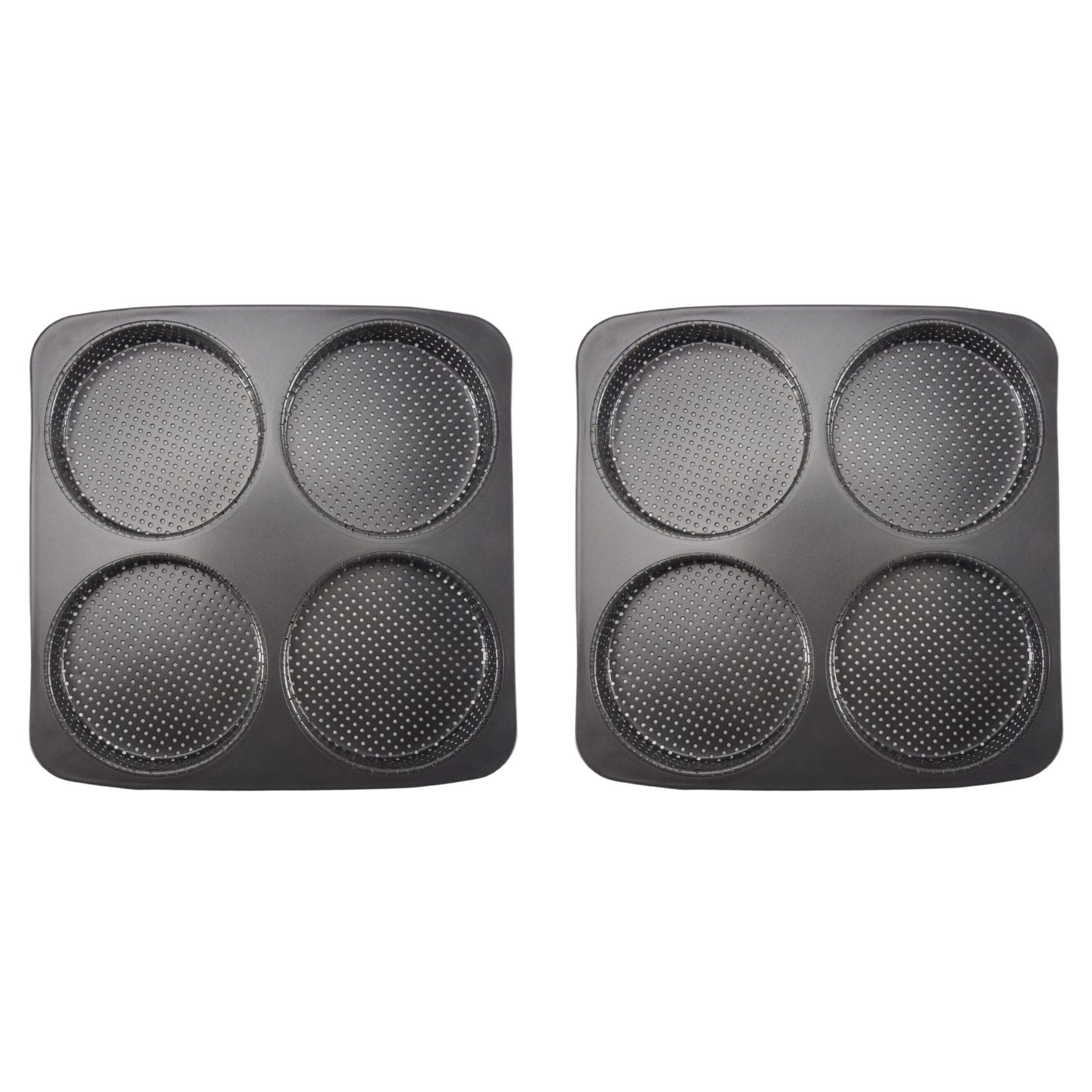 Hndhbfgrt 2X Hamburger Bun Pan, 5 Inch Non-Stick Carbon Steel Hamburger Mold, 4 Cup Big Baking Pan for Homemade Hamburger Buns